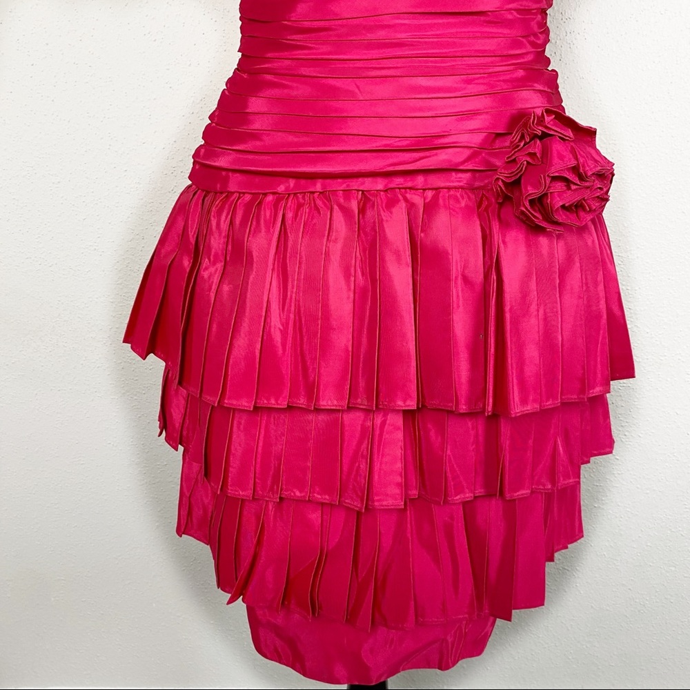 Vintage TADASHI fuschia taffeta strapless dress - Picture 10 of 13